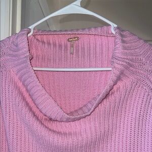 Free People Pink Cowl Neck Sweater